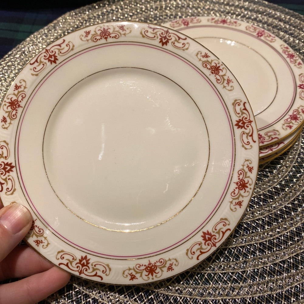 4 piece vtg H&C Coronado Garnet bohemia saucers